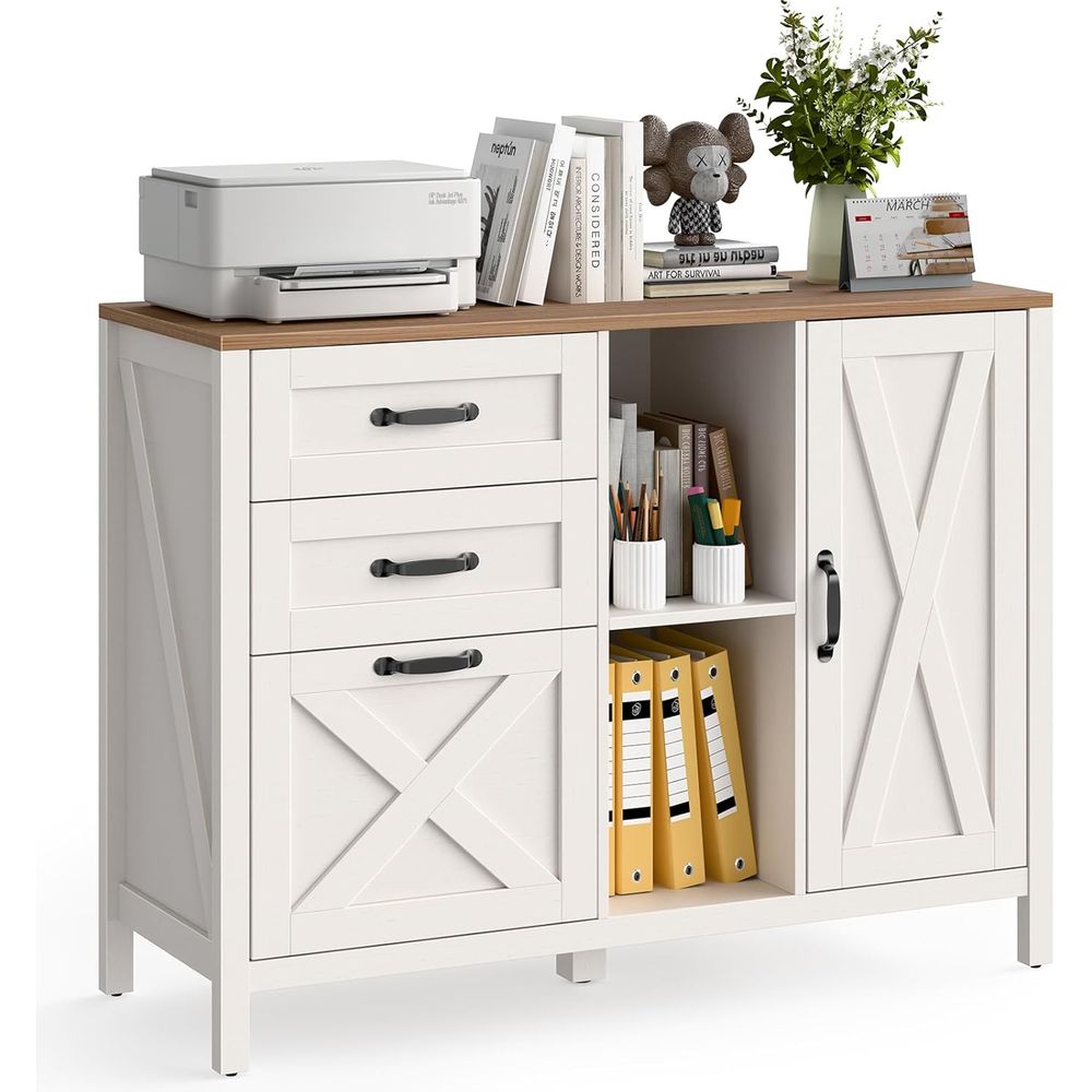 File Cabinet Lateral - White Lateral File Cabinet with 3