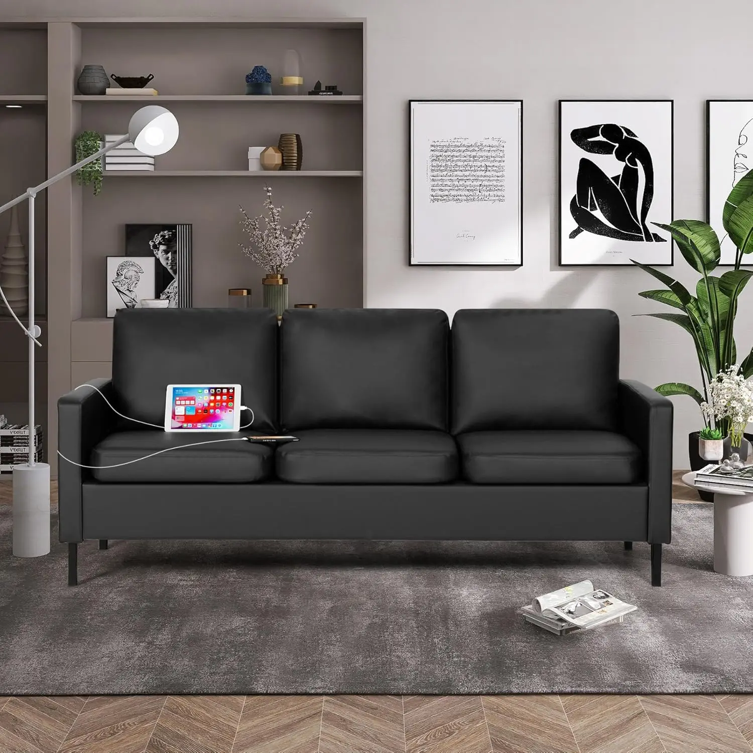 Modern Comfy Couch with  USB,  - مراجعة Office Furniture Dimensions وسعره