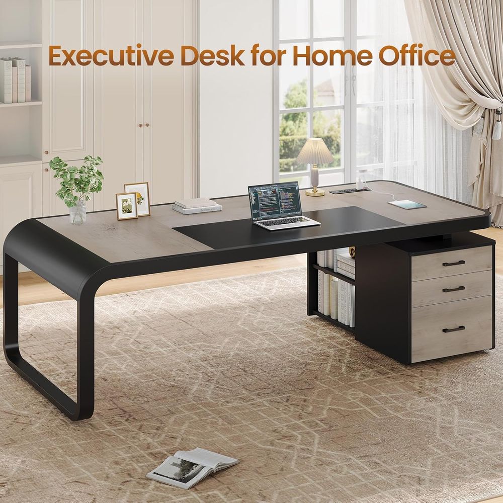 70.9 Large Gray Executive Desk - مراجعة File Cabinet Lateral وسعره