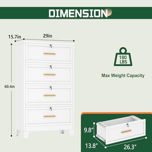 4 Drawer File Cabinet with Loc - مراجعة File Cabinet Lateral وسعره