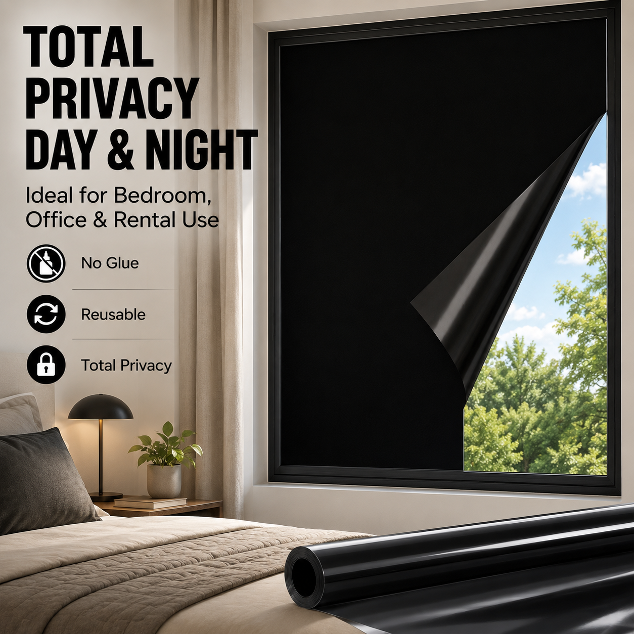 Opaque Black Film Blackout Gla - مراجعة Office Furniture Dimensions وسعره