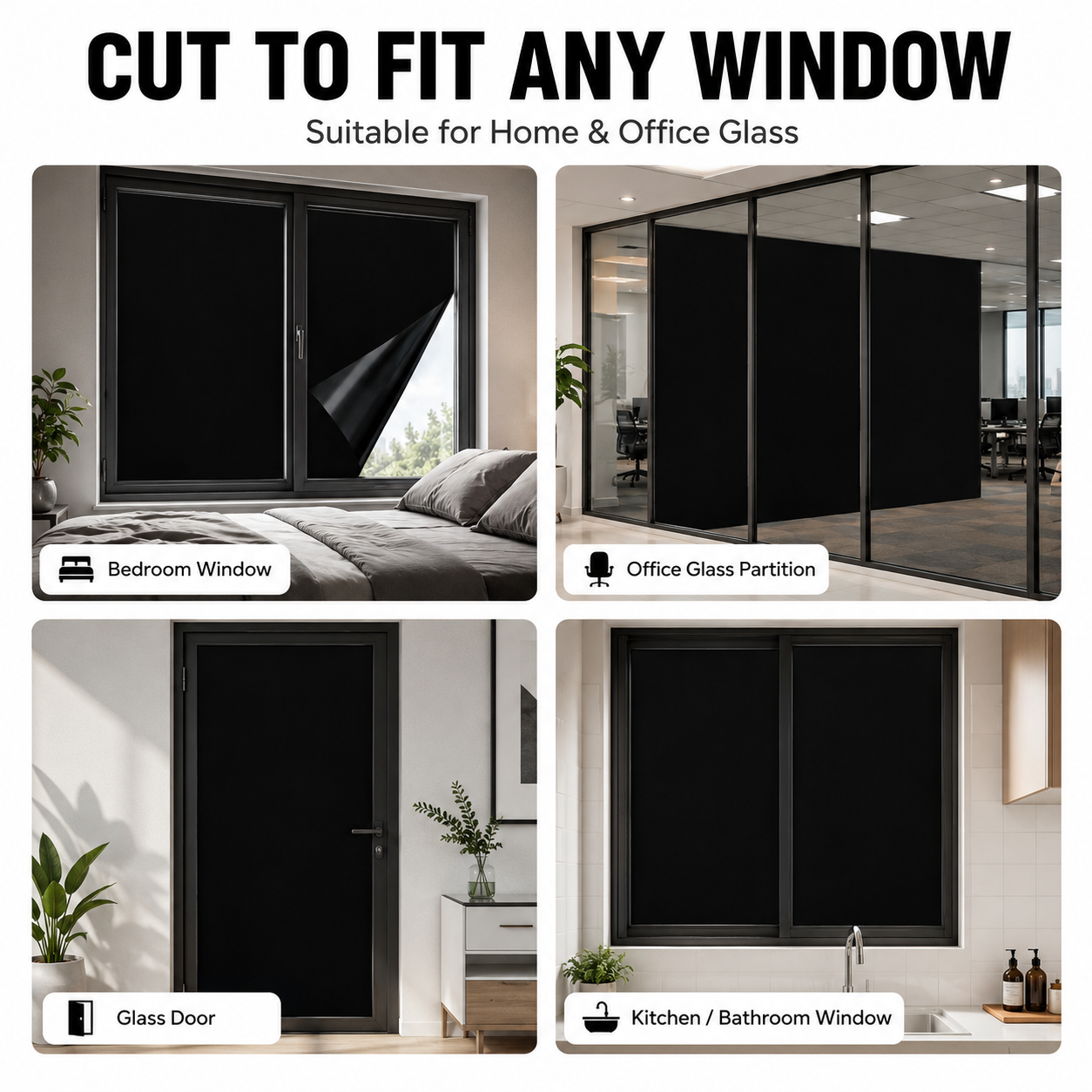 Opaque Black Film Blackout Gla - مراجعة Office Furniture Dimensions وسعره