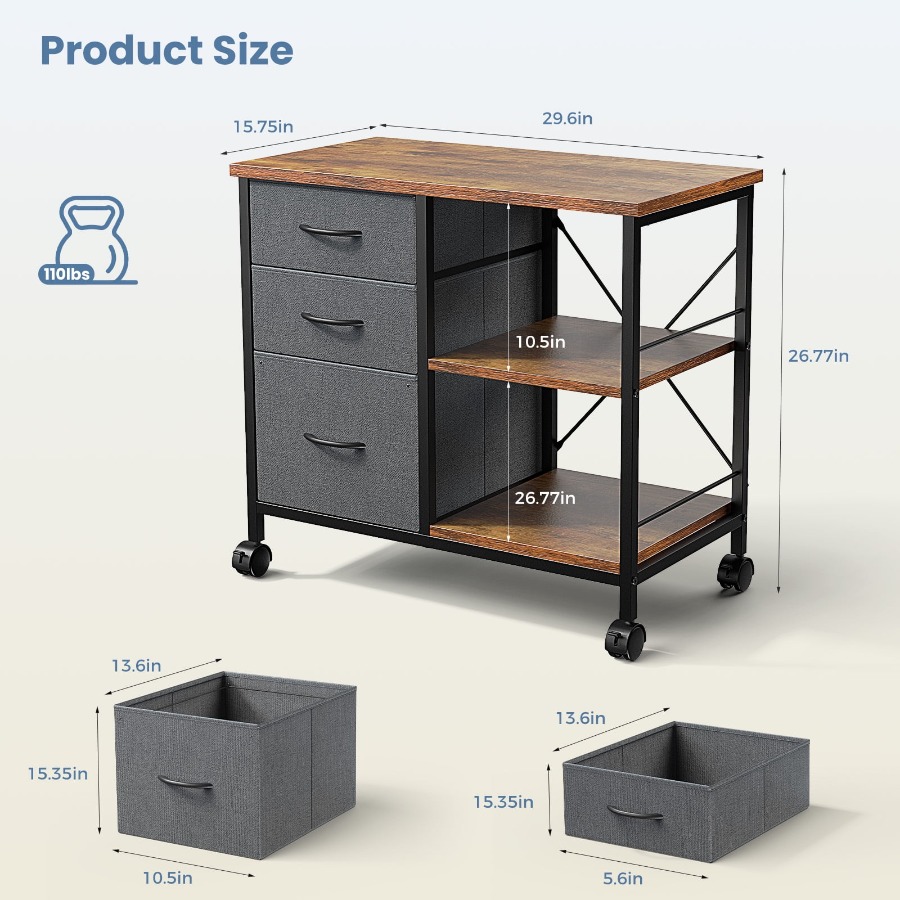 Rolling File Cabinet with 3 Dr - مراجعة File Cabinet Lateral وسعره