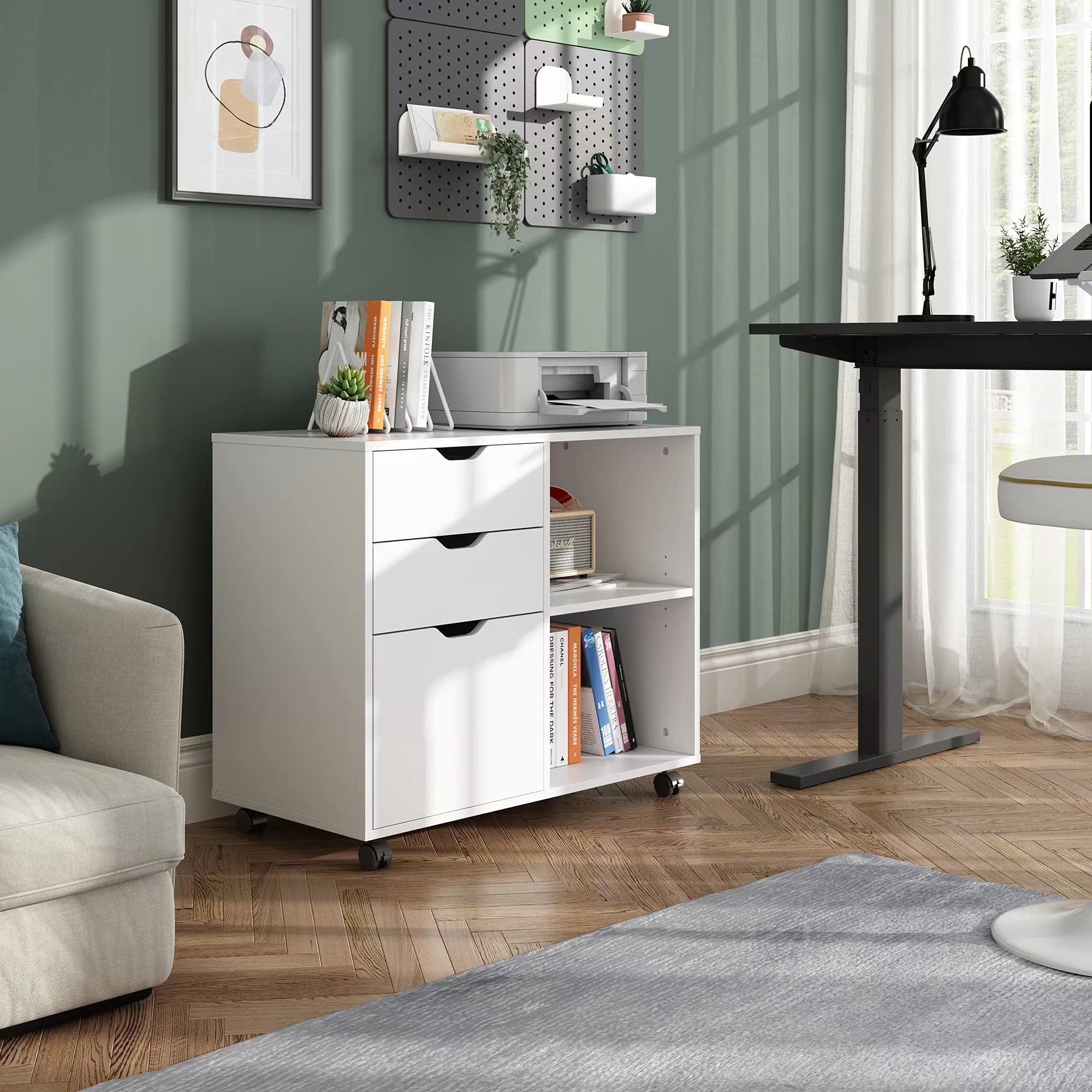 3-Drawer Wood File Cabinet, Mo - مراجعة File Cabinet Lateral وسعره